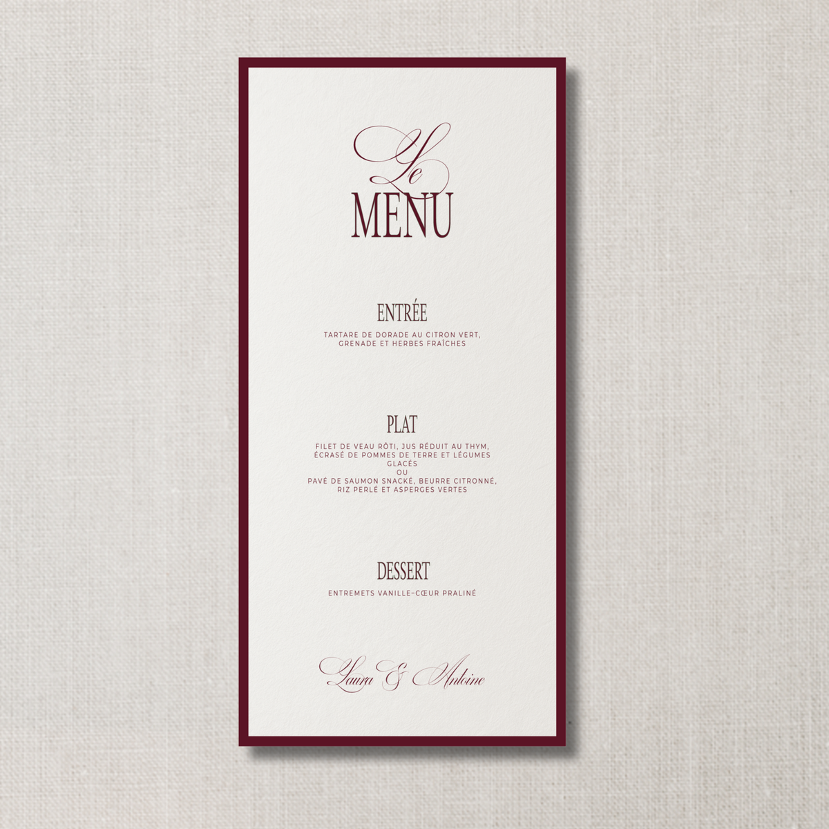 Menu Noces rouge
