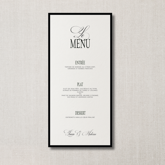 Menu Noces noir