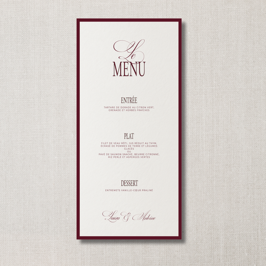 Menu Noces rouge