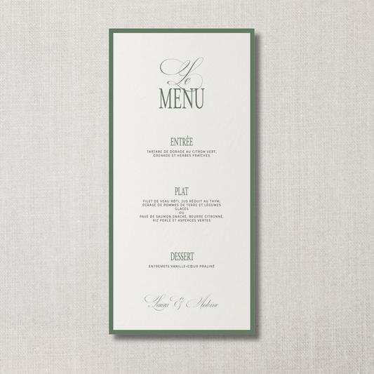 Menu Noces vert