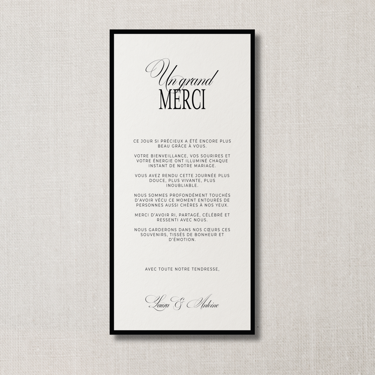 Cartes de remerciements Noces noir