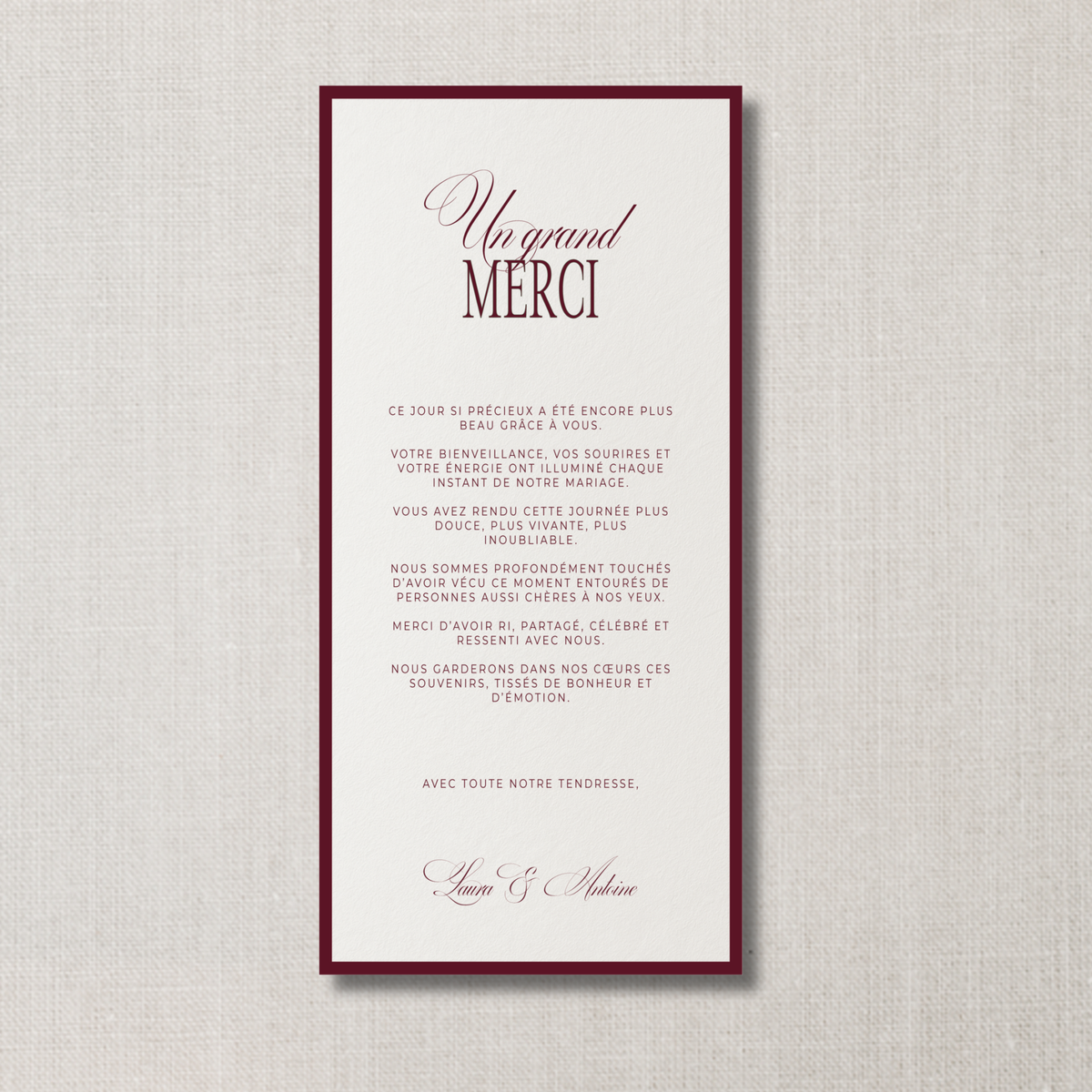Cartes de remerciements Noces rouge