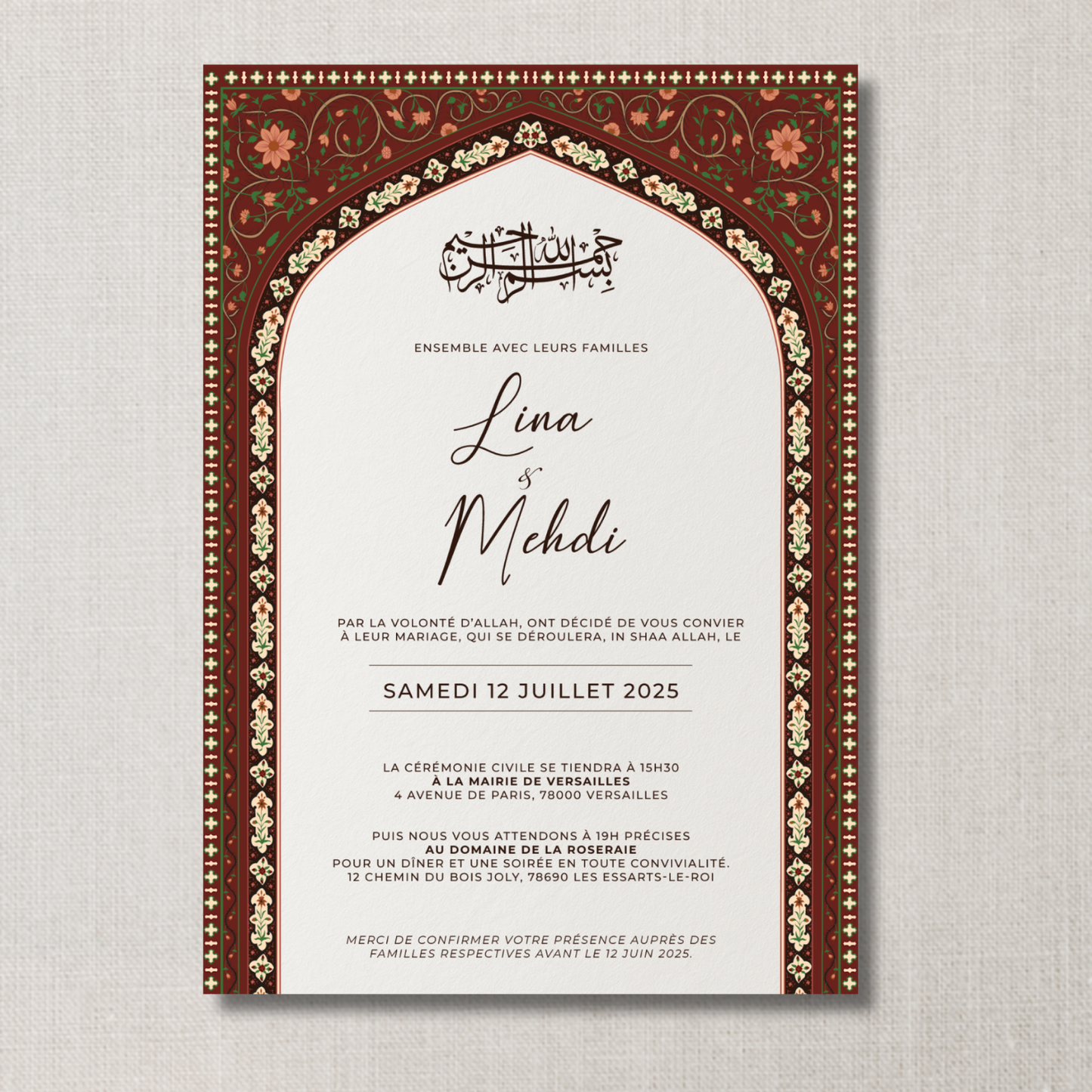 Faire-part Chaima Grenat